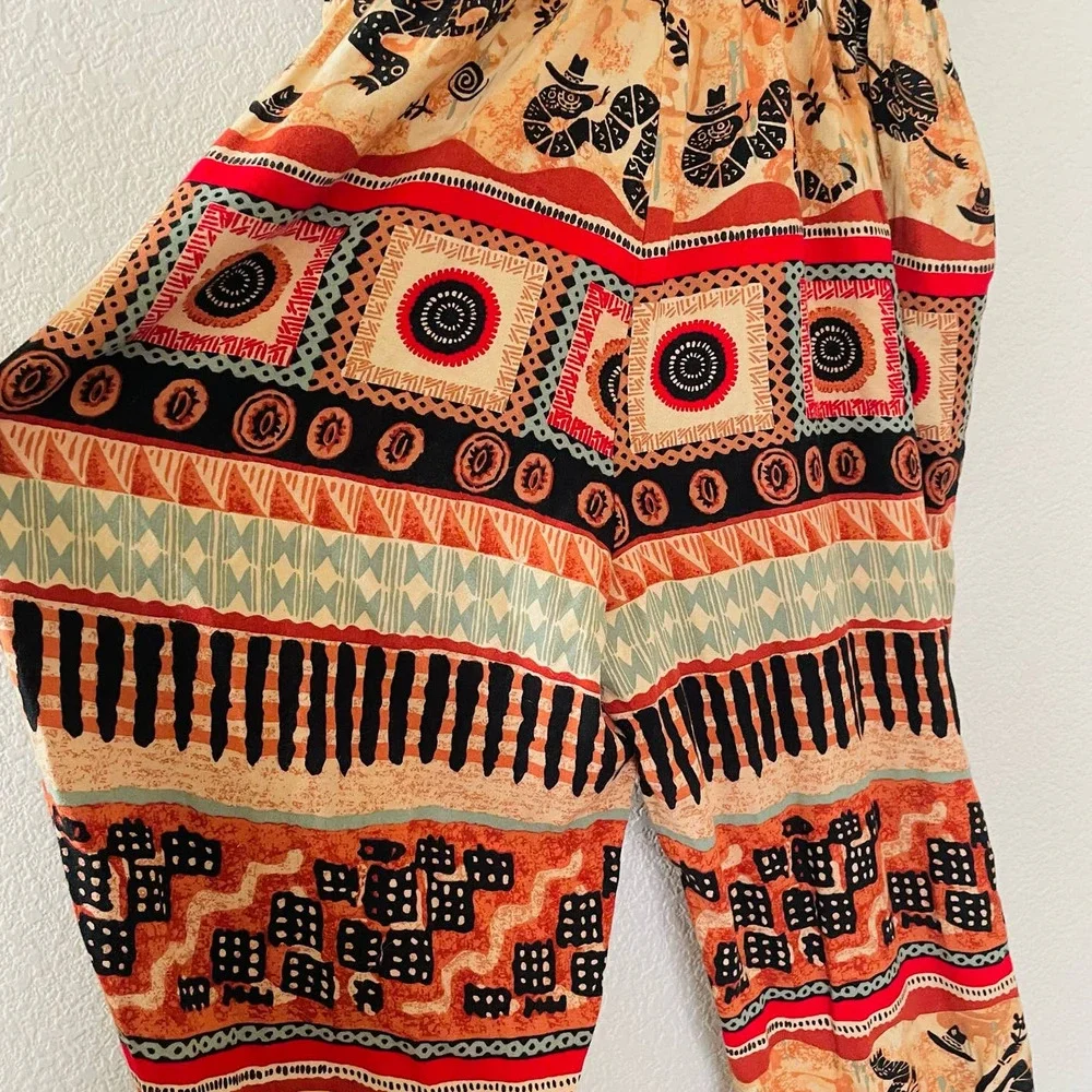 Vintage 90s wacky southwestern desert snakes coyotes funky boho jumpsuit sz M - Picture 6 of 14